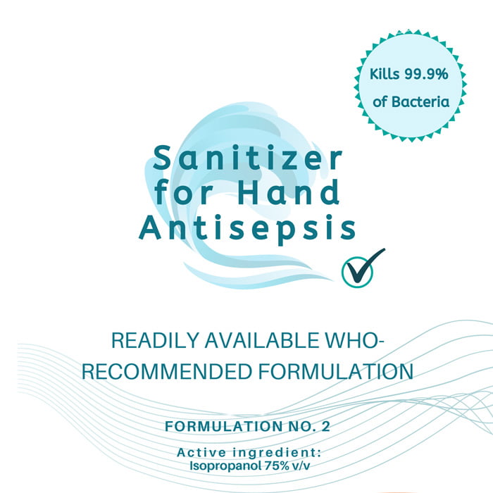Hand Antisepsis Sanitiser (Isopropanol 75) 10L WHO